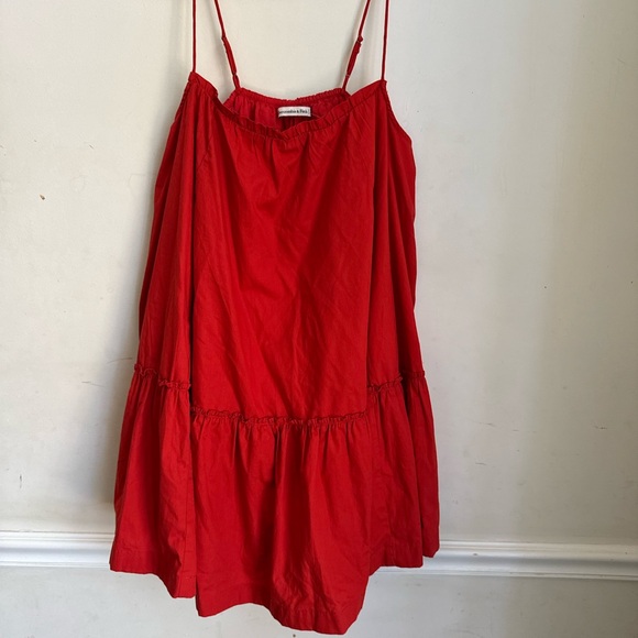 ABERCROMBIE & FITCH RED RUFFLE TRAPEZE MINI DRESS NWOT SIZE XL - Picture 5 of 7